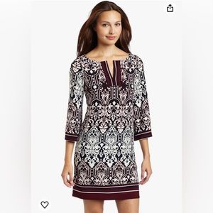 LAUNDRY BY DESIGN WOMEN MAROON AND BLACK PAISLEY SHIFT DRESS IN SIZE 10
